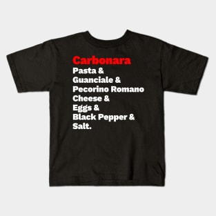 Carbonara Ingredients white Kids T-Shirt